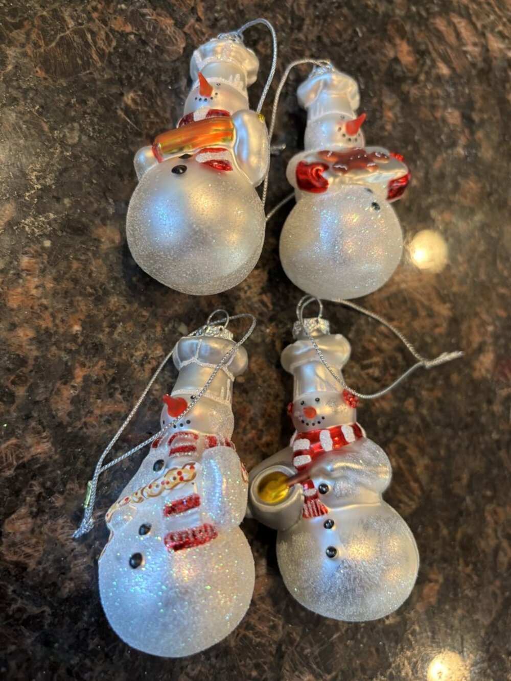 William Sonoma Exclusive Snowman Chef Ornaments - Set of 4.